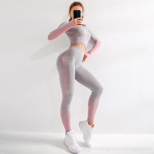 Seamless yoga set  modest workout clothes